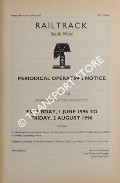Book cover of Periodical Operating Notice containing General Instructions and Notices, Saturday 1 June 1996 to Friday, 2 August 1996 by Railtrack South West